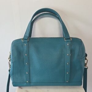 Ora Delphine Leather Teal Satchel